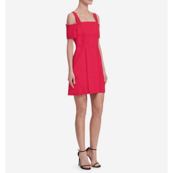 A.L.C. Calla‎ Ramie Blend Cold Shoulder Dress in Red Women’s Size 12 - Picture 1 of 9
